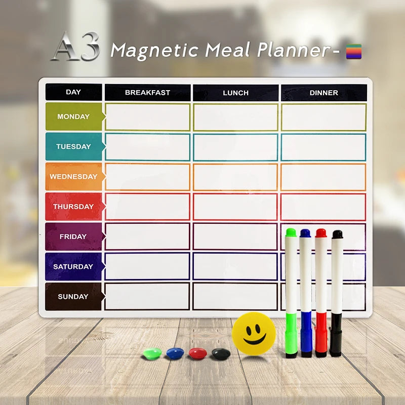 Magnetic Meal Planner Dry Wipe Magnet for Fridge Organizer