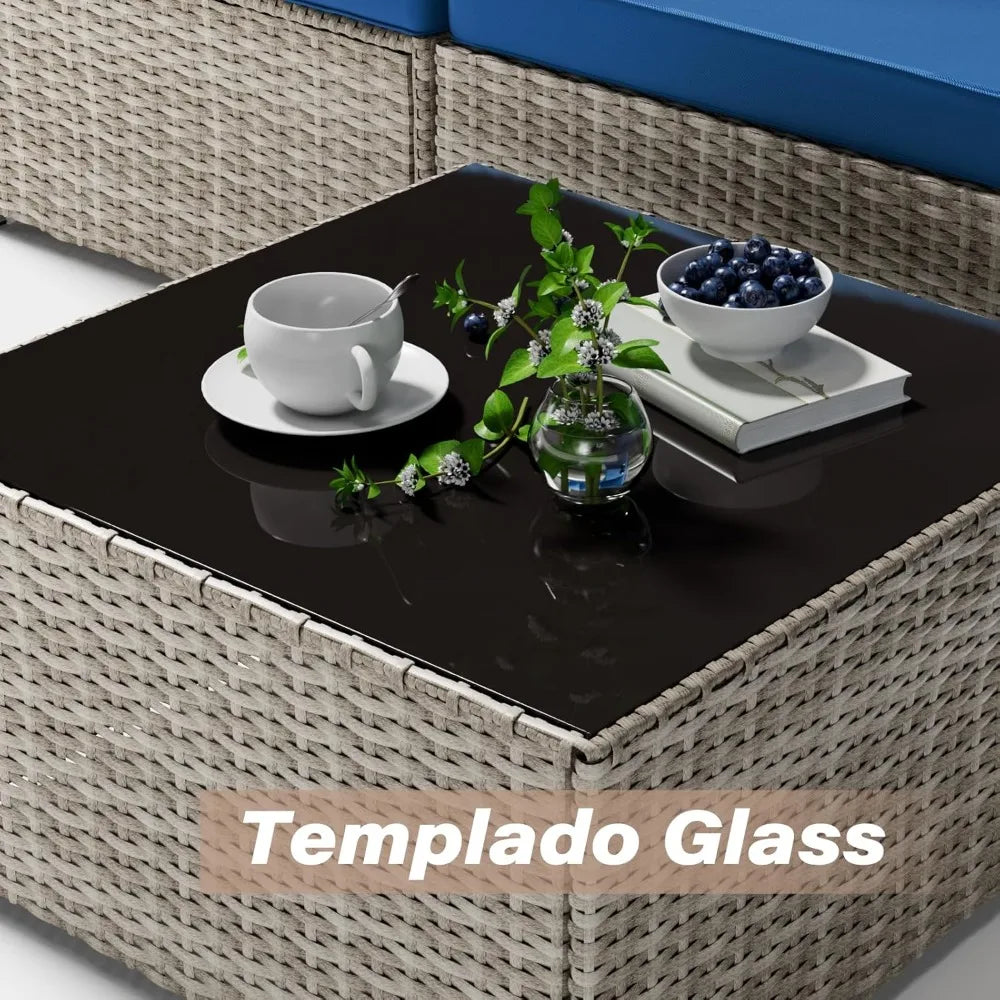 Modular Outdoor Sofa Set With 2 Pillows For Patio Use