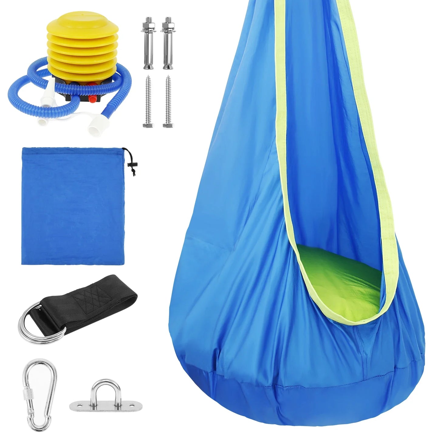 Sensory Swing Chair With Pocket Outdoor Hammock For Kids
