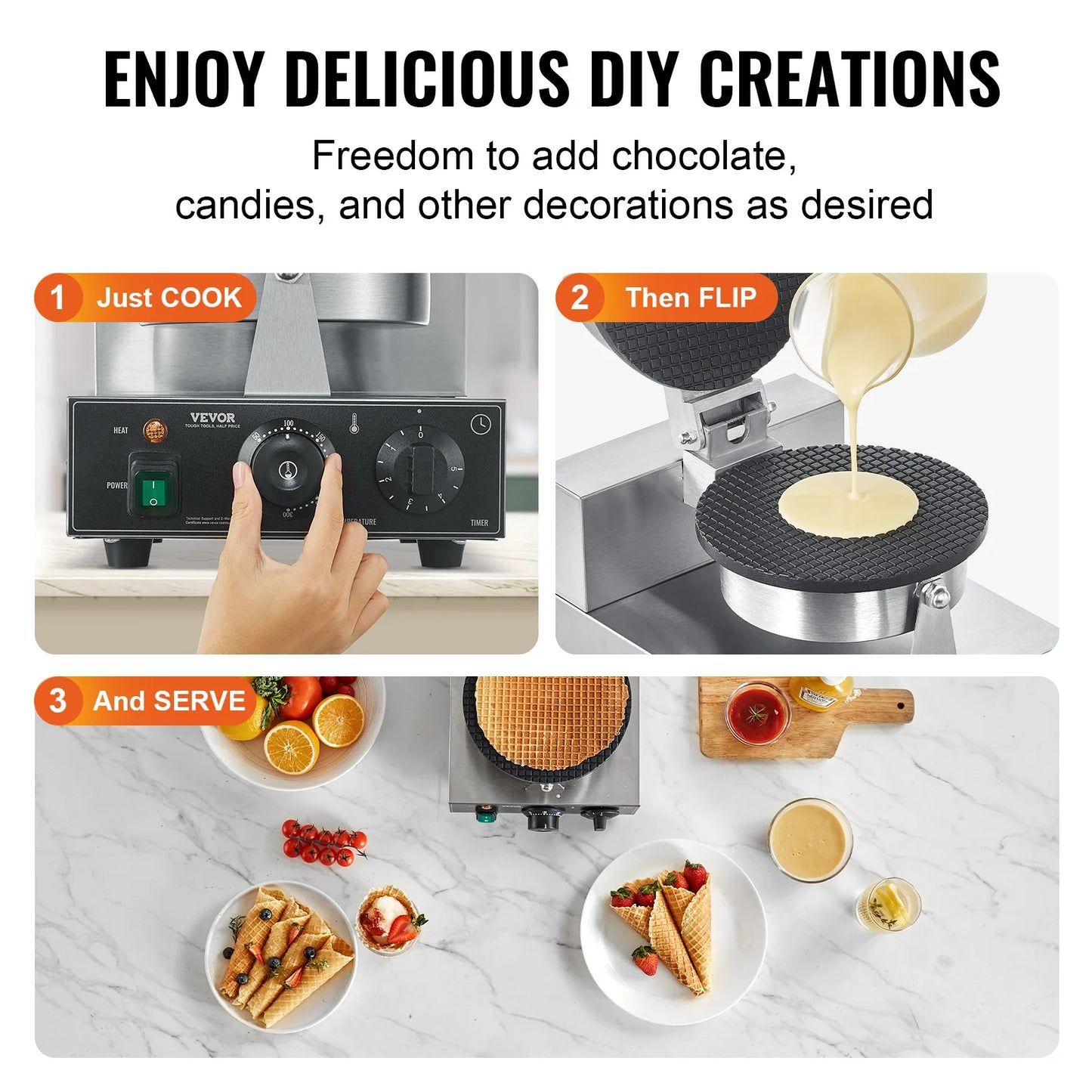 SucceBuy Electric Ice Cream Cone Maker Commercial Nonstick Cone Machine