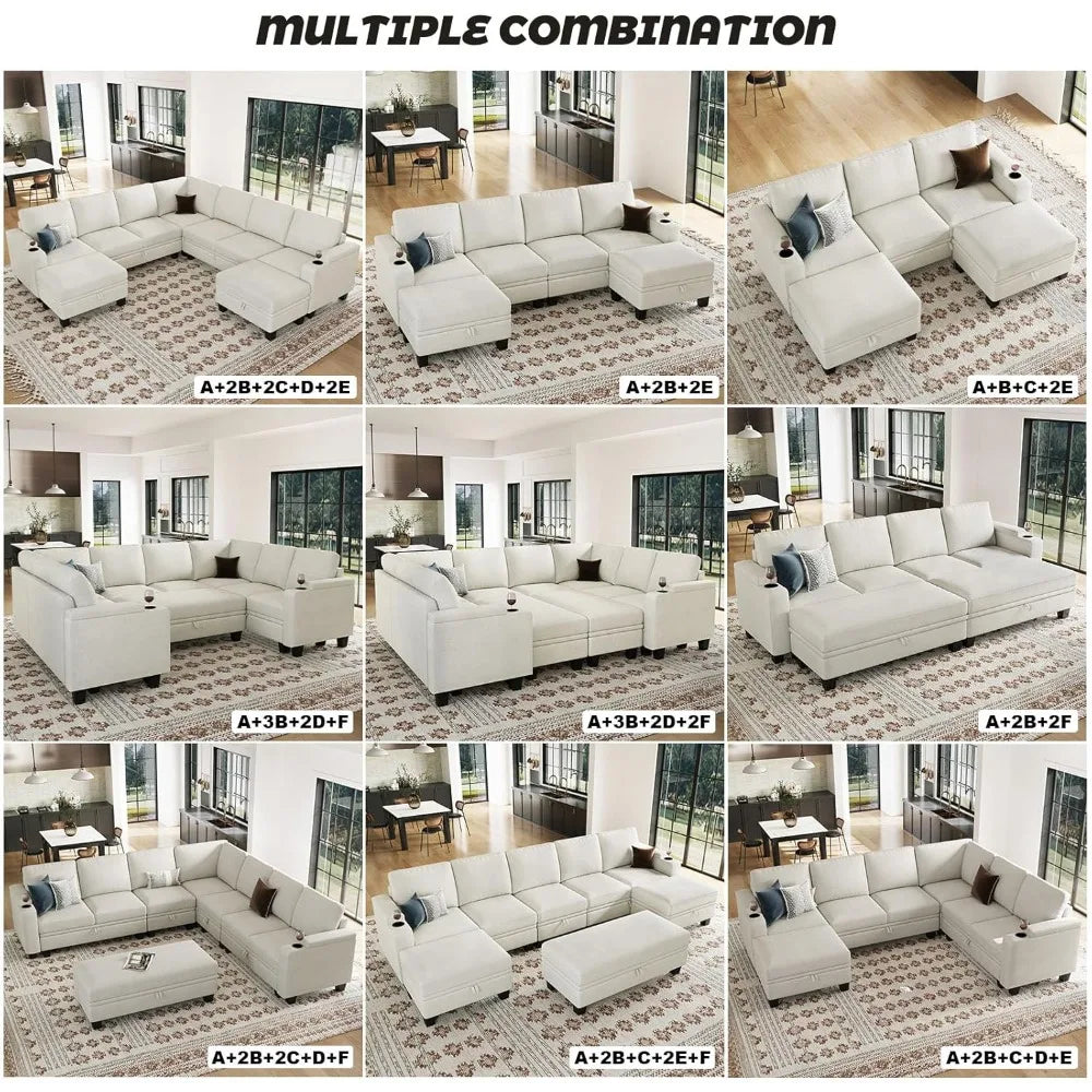 Modular Sectional Sofa With Storage U Shape Convertible Corner Couches