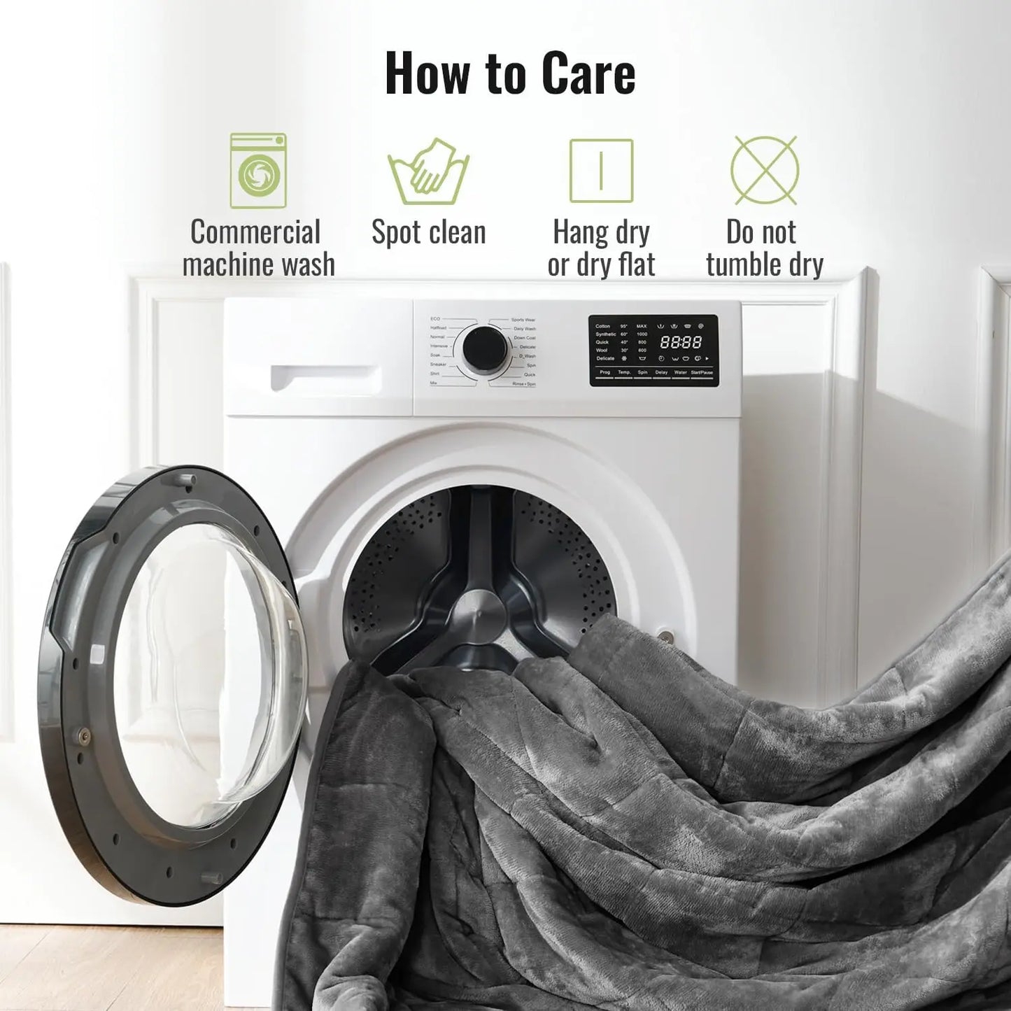 Queen Size Weighted Blanket 15lbs 60x80 Inches, Soft Plush Fleece and Cozy Sherpa for Sleep and Calming, Grey