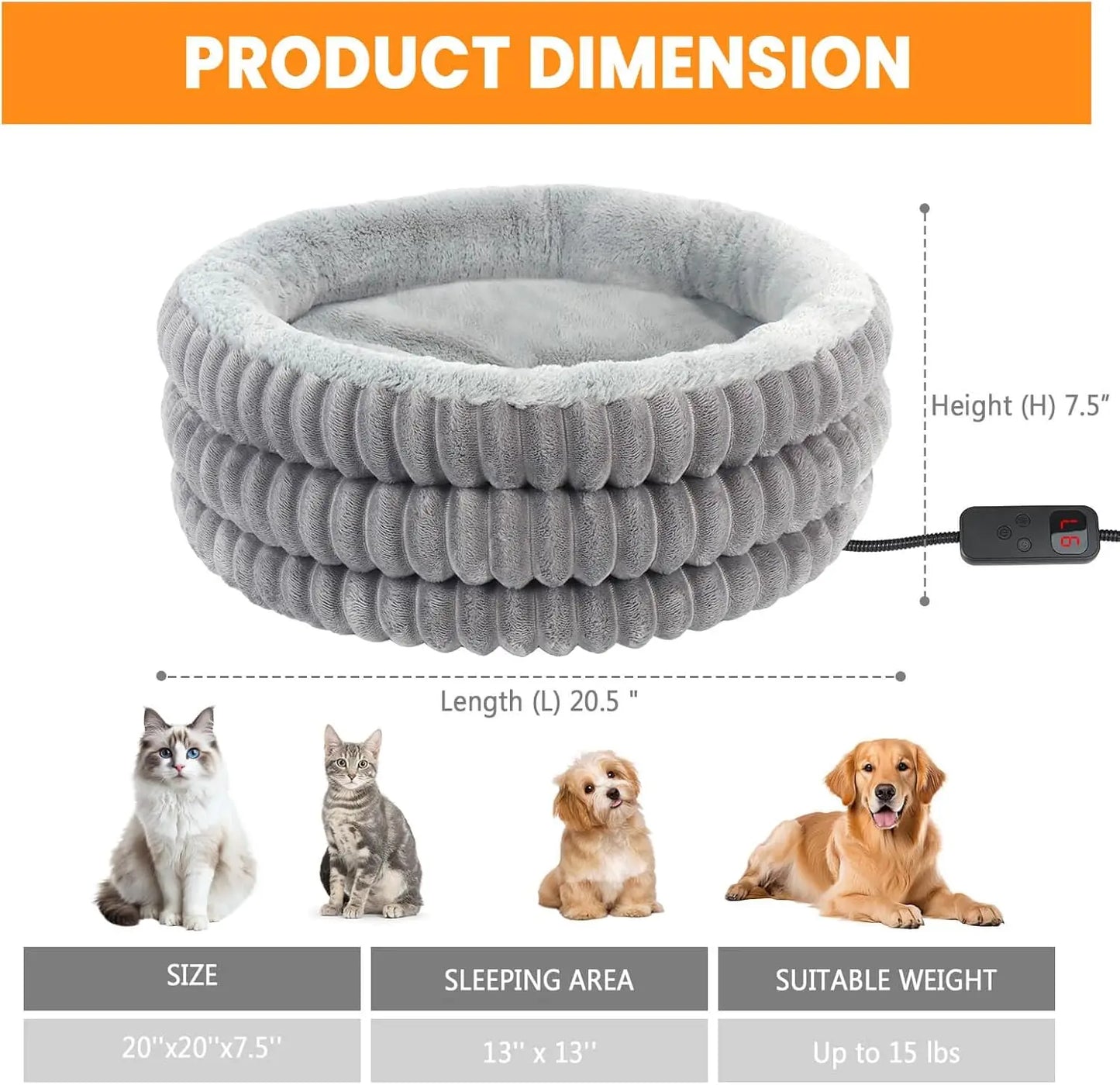 XMSJ Heated Cat Bed Indoor Donut for Cats and Small Dogs