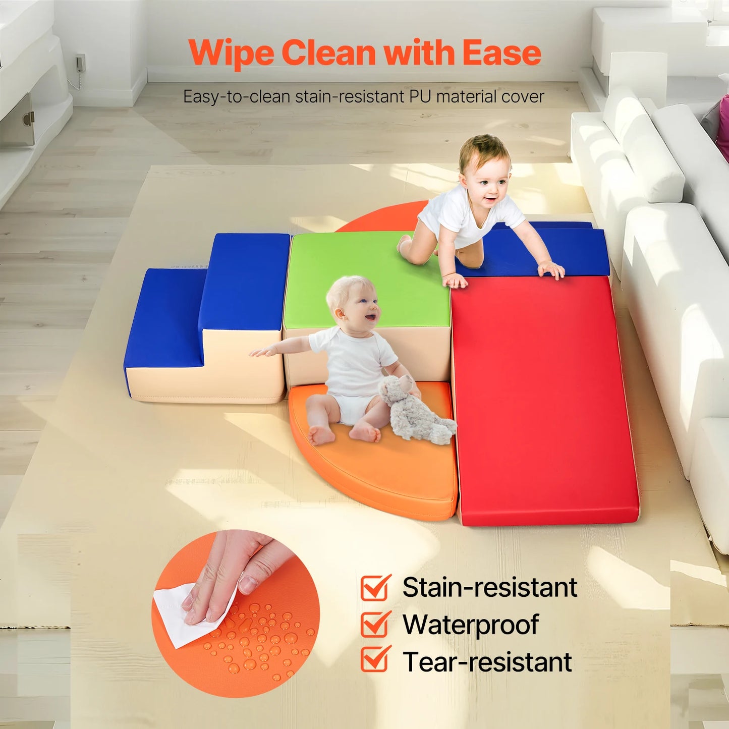 SucceBuy Kids Foam Climbing Blocks Indoor Crawl Playset