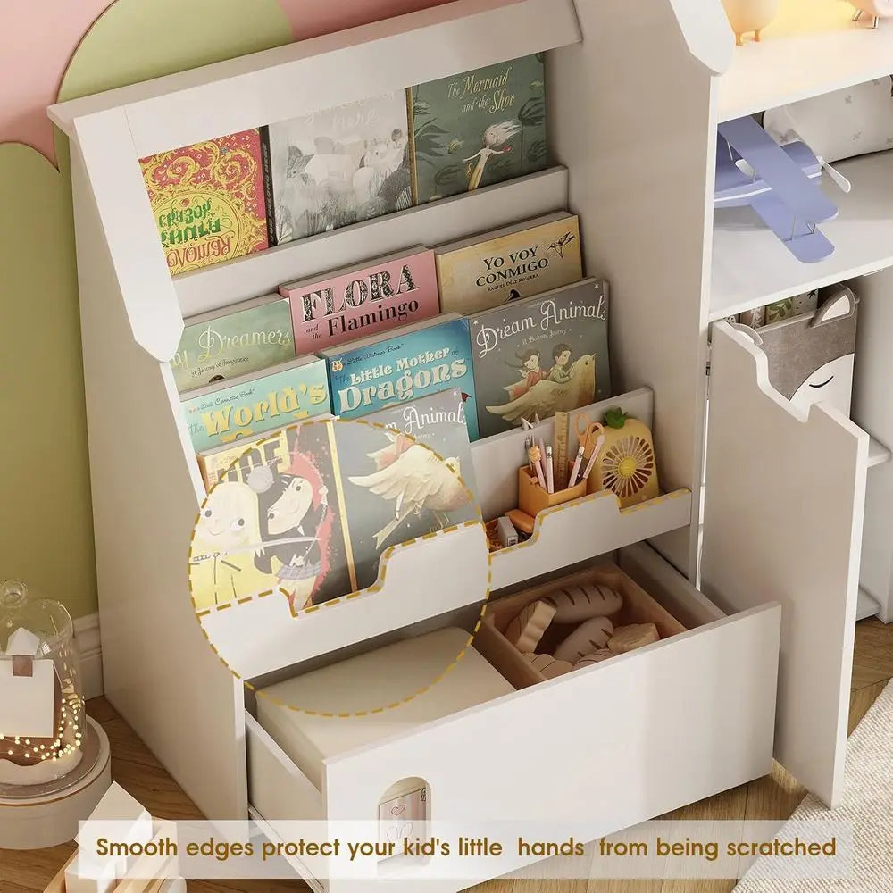 DAFIFY Kids Bookshelf With Removable Drawers Toy Storage Organizer