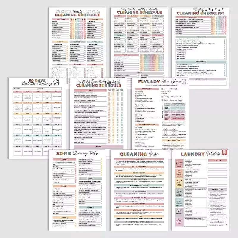 ADHD Cleaning Planner Bundle With Weekly Monthly Schedules