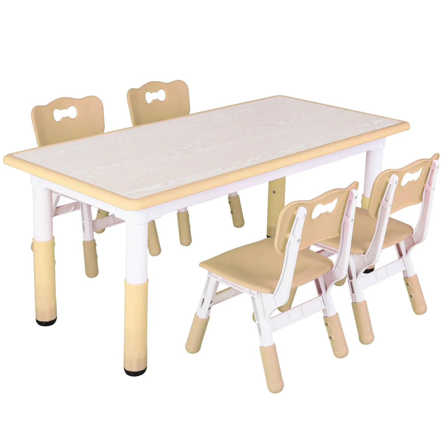 AuAgHign Kids Table And 4 Chairs Set Height Adjustable