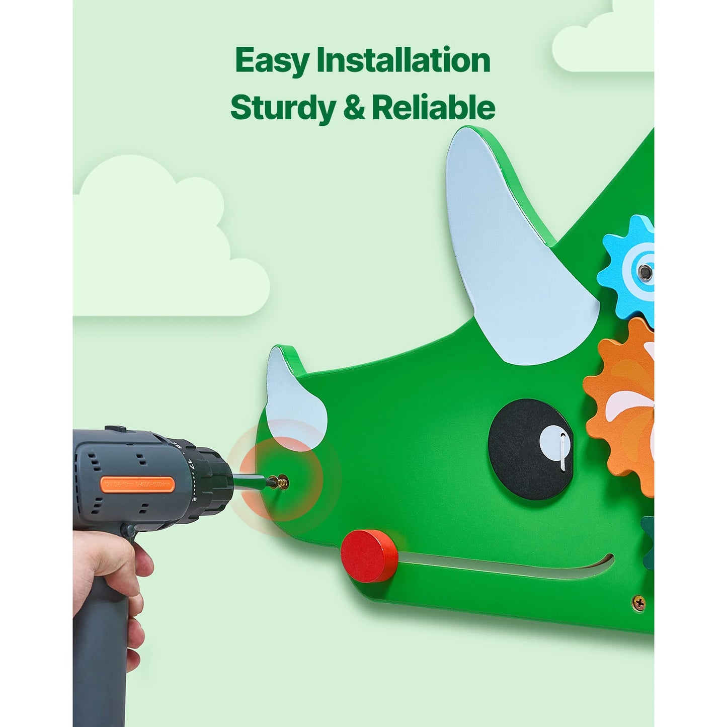 SucceBuy Dinosaur Busy Wall Board 11 Activity Panels Montessori Toys