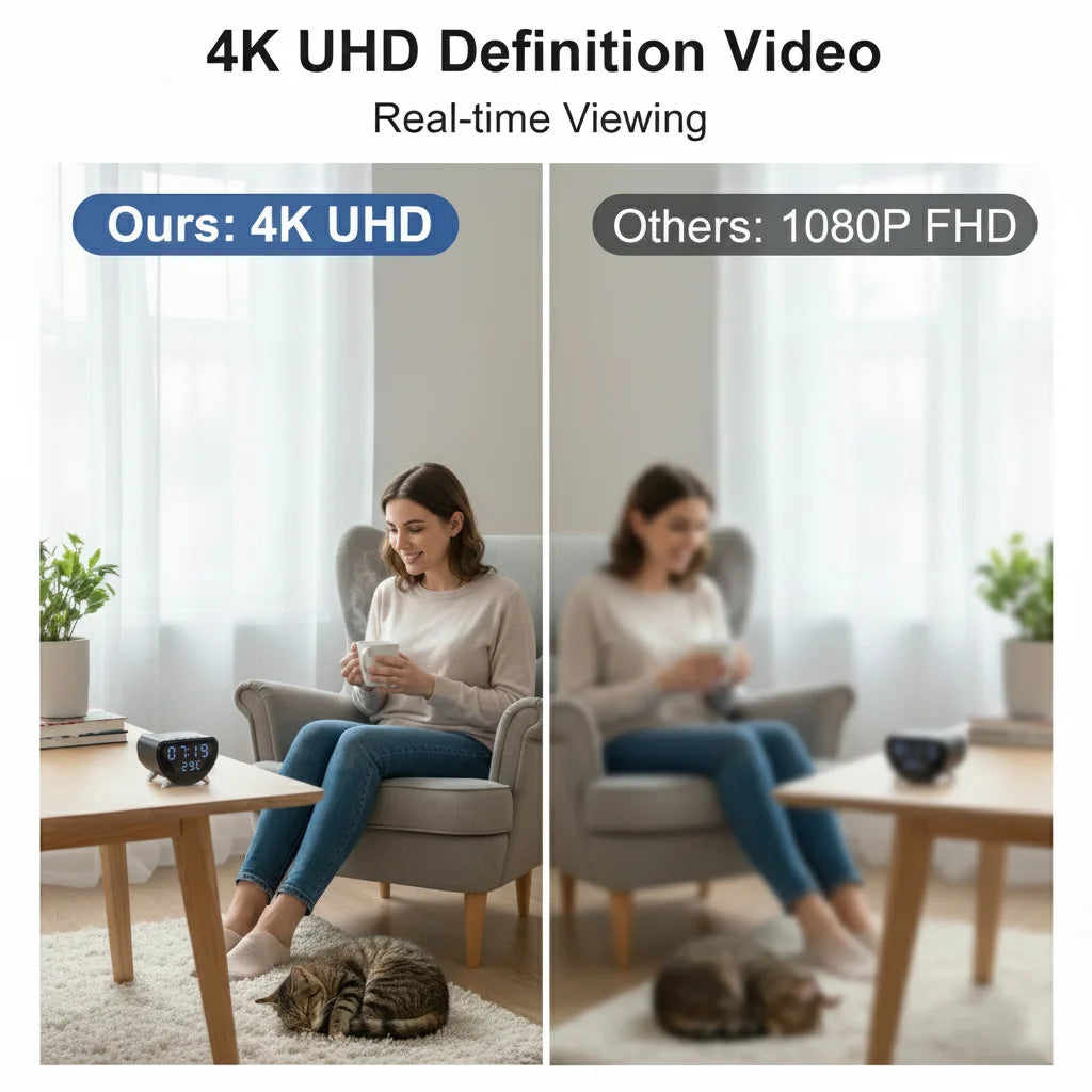4K UHD WiFi Clock Camera Motion Detection And TF Card