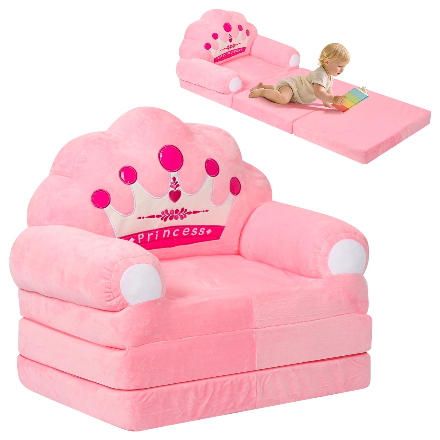 Foldable Kids Sofa Bed Seat Chair Foam Filled Reading Armchair