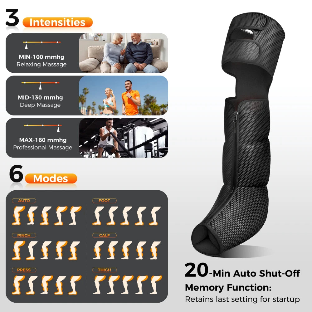 Leg Compression Massager, Enhances Circulation, Reduces Swelling, Eases Tight Muscles