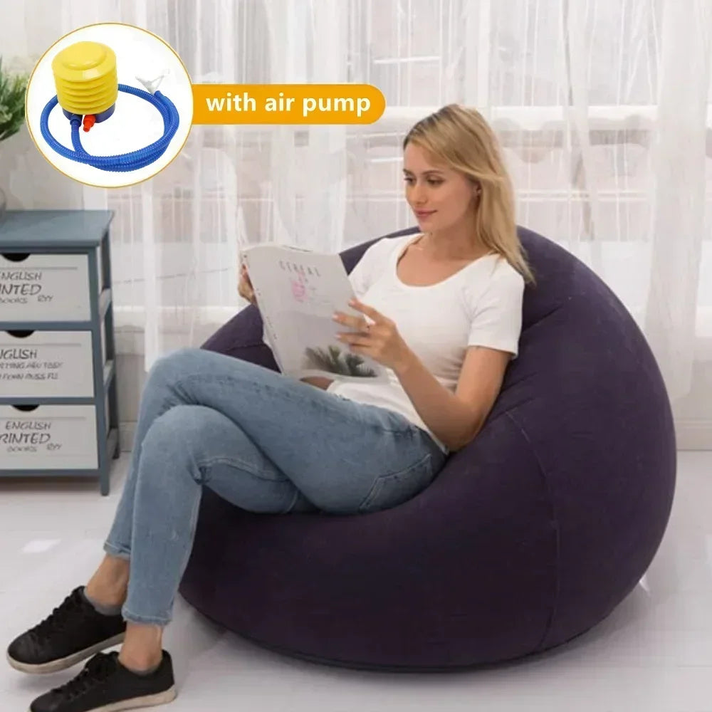 Inflatable Lazy Sofa Lounger Chair PVC Cushioned Bean Bag Couch