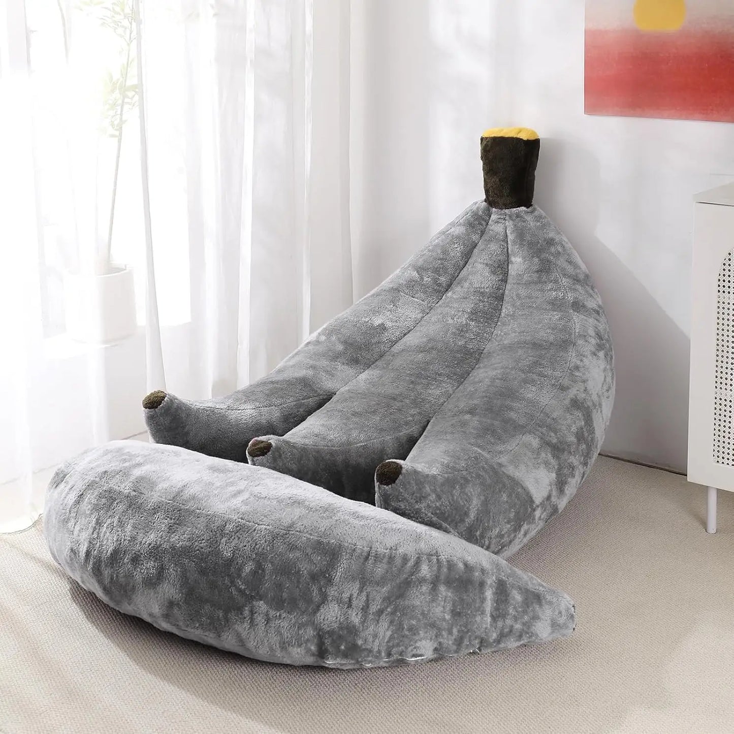 Banana Bean Bag Chair With Ottoman Convertible Lounger