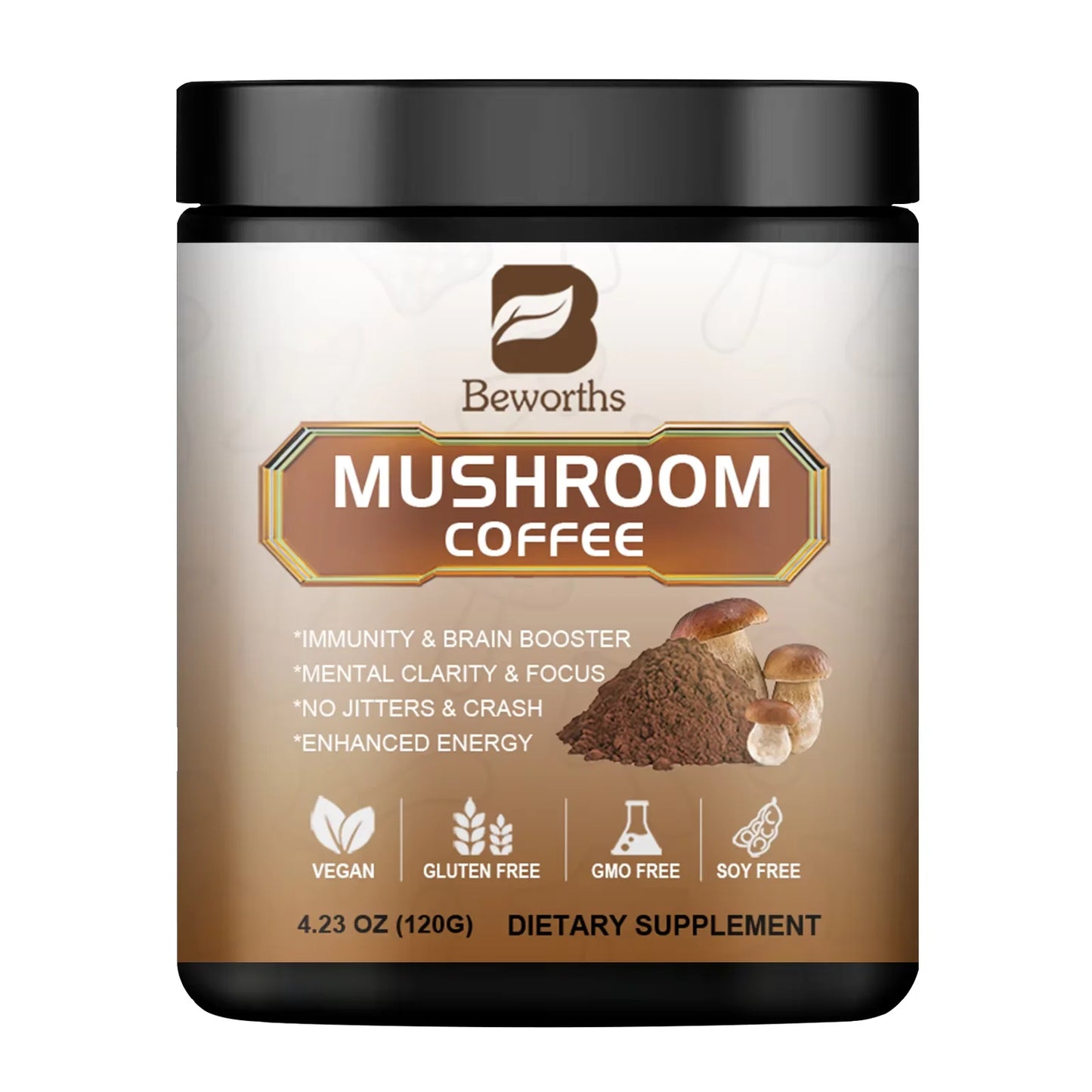 Beworths Mushroom Coffee With Reishi And Lions Mane For Immunity And Focus