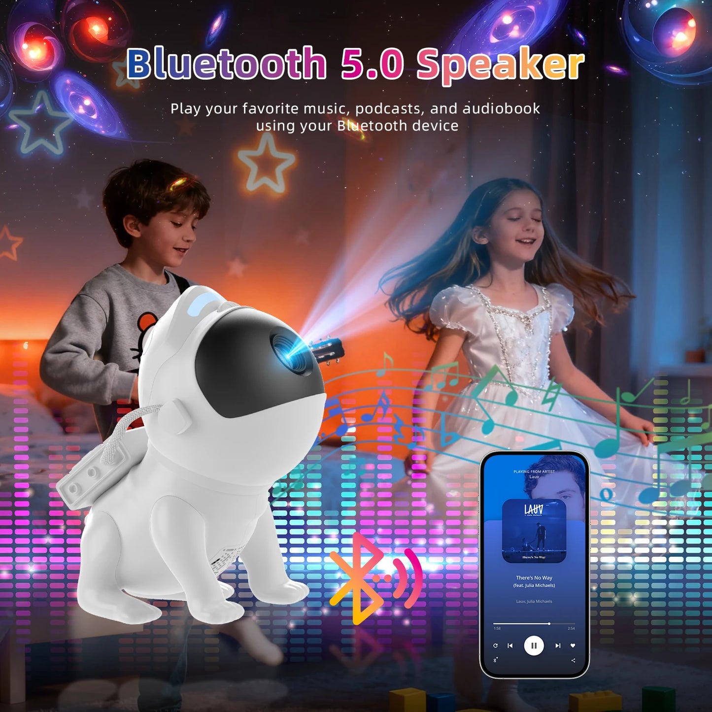 AUSYLE Star Projector Night Light Space Dog Galaxy Projector