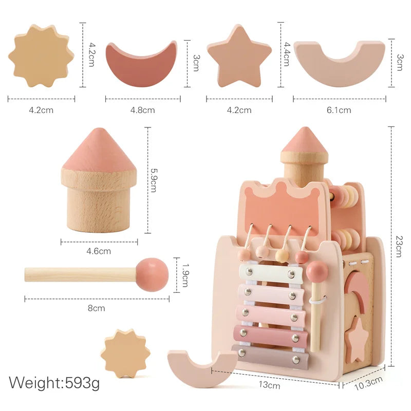 Wooden Montessori Rocket Castle Blocks Puzzle For Baby Education