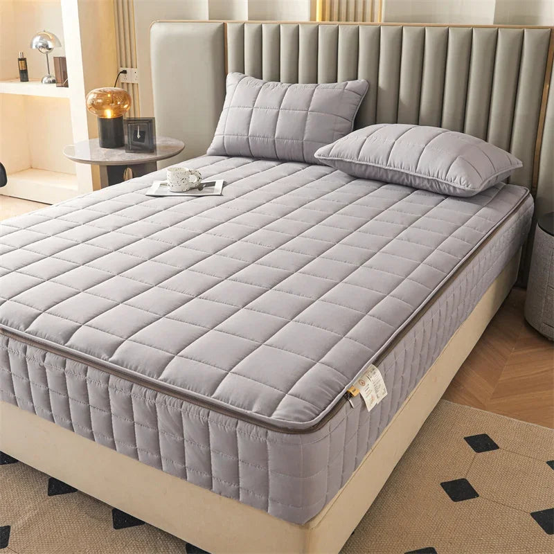 Fully Enclosed Thickened Fitted Sheet With Zip Off Top