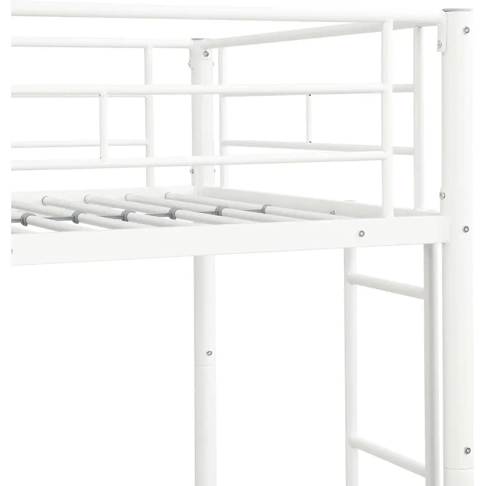Compact Twin Metal Bunk Bed with Trundle: Durable Steel Frame for Kids' Rooms - High Capacity, Quiet for Active Children