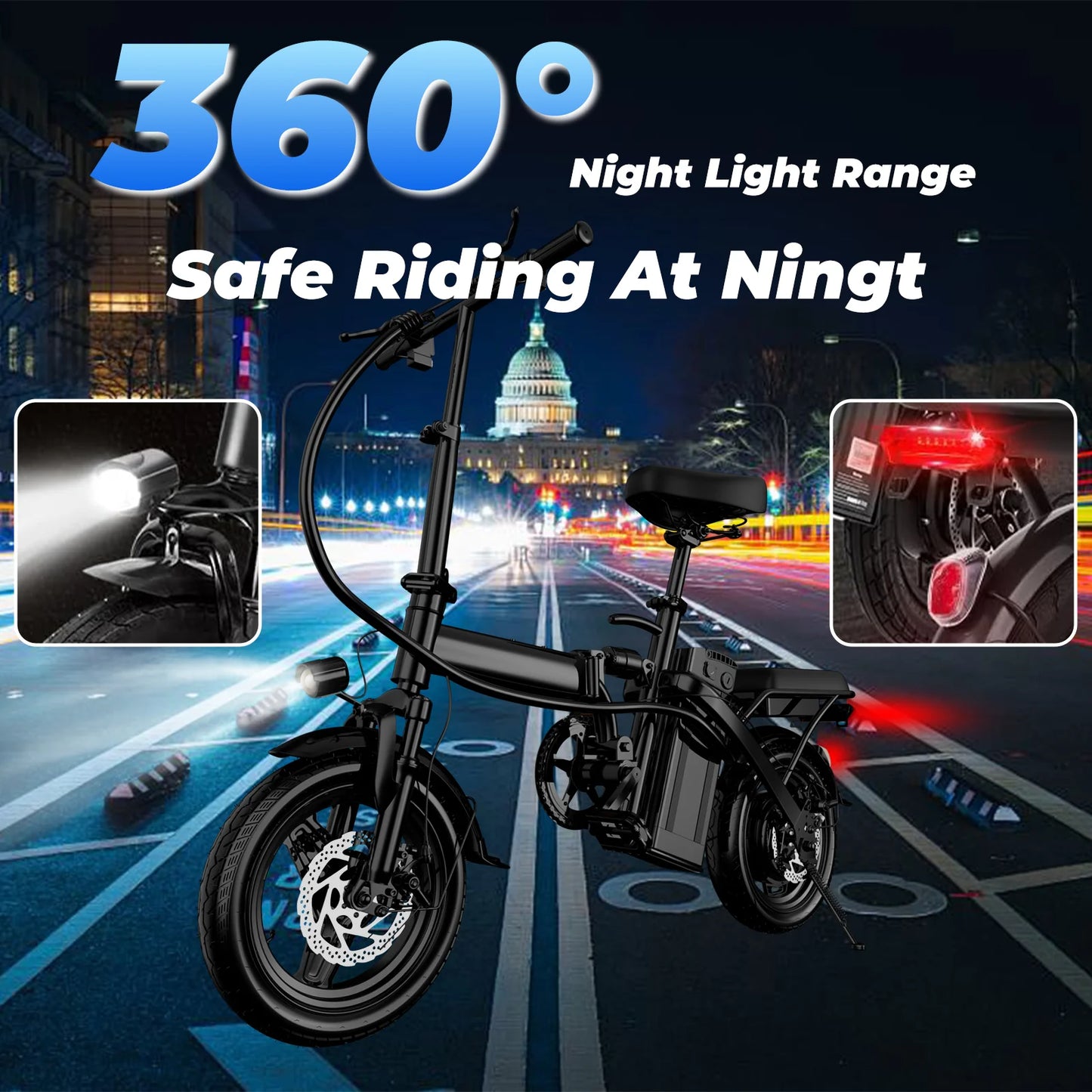 LELEKUAI 500W Folding Electric Bike 20 MPH With Battery