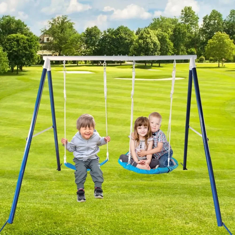 Backyard Swing Set 5 In 1 Outdoor Metal Kids Playset