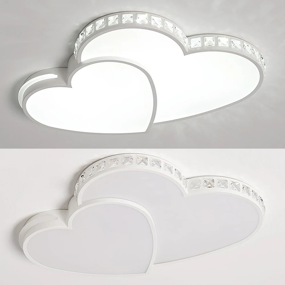 Modern Heart Shaped Ceiling Light Crystal LED Flush Mount Kids