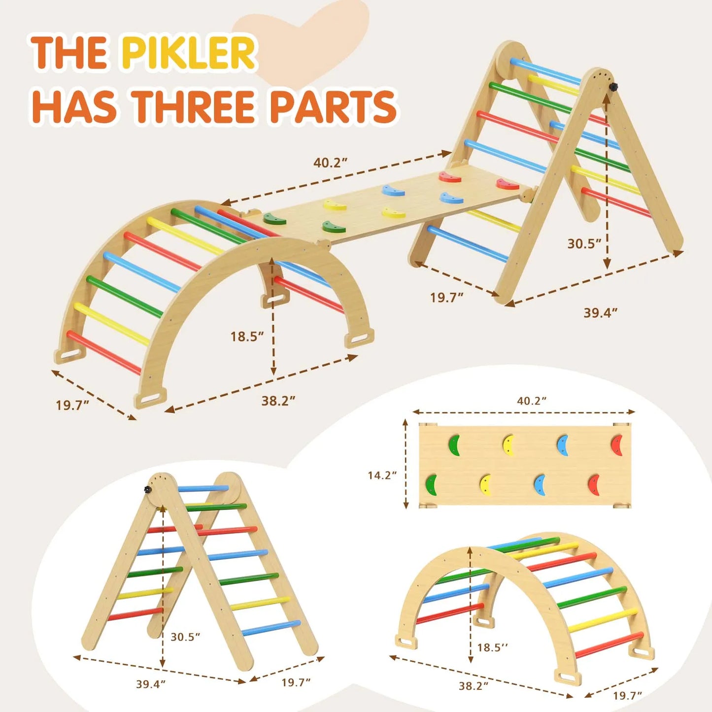 Pikler Triangle Set 5 In 1 Rainbow Play Gym Toddlers