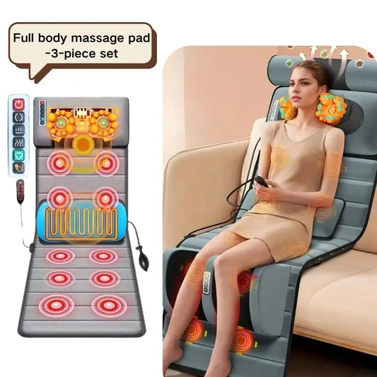 Full Body Massage Mat Set With Heating Vibration Kneading Shoulder Neck Massager