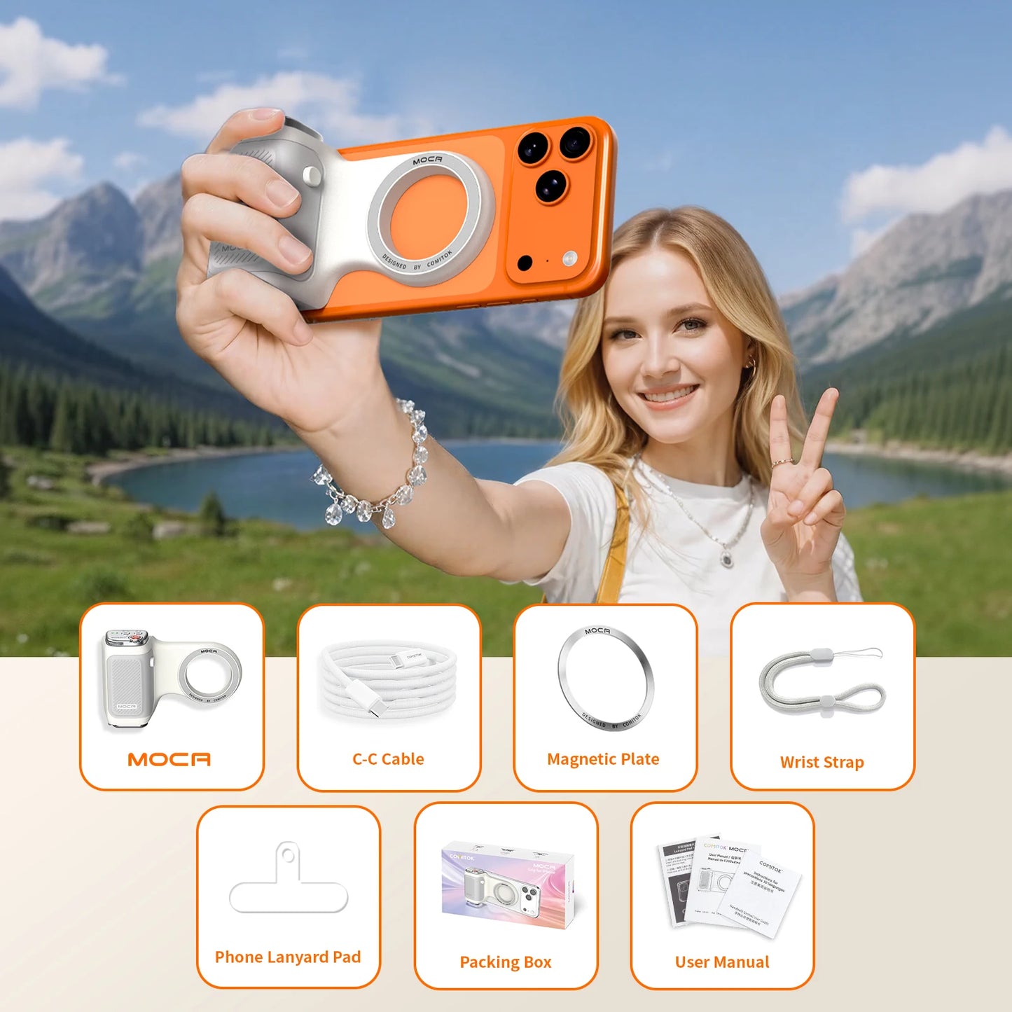 COMITOK Magnetic Camera Grip With Remote For iPhone And Android