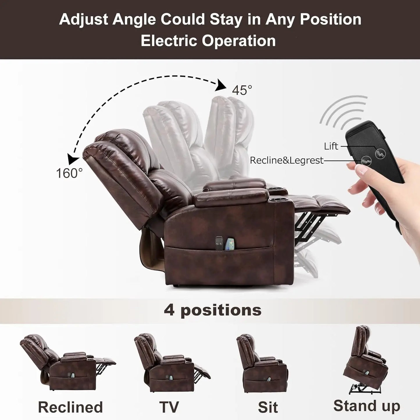 Power Lift Recliner With Heat Massage and Cup Holder