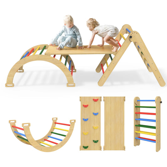 Pikler Triangle Set 5 In 1 Rainbow Play Gym Toddlers