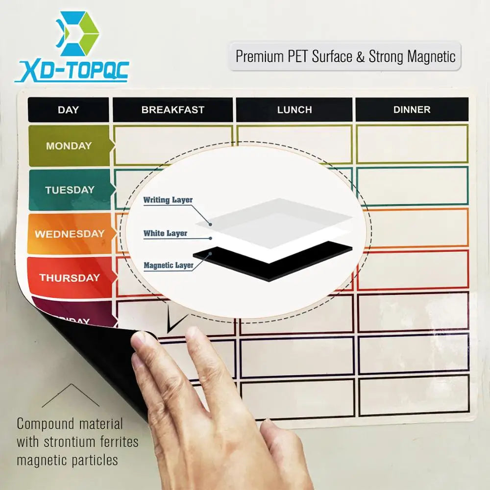 Magnetic Meal Planner Dry Wipe Magnet for Fridge Organizer