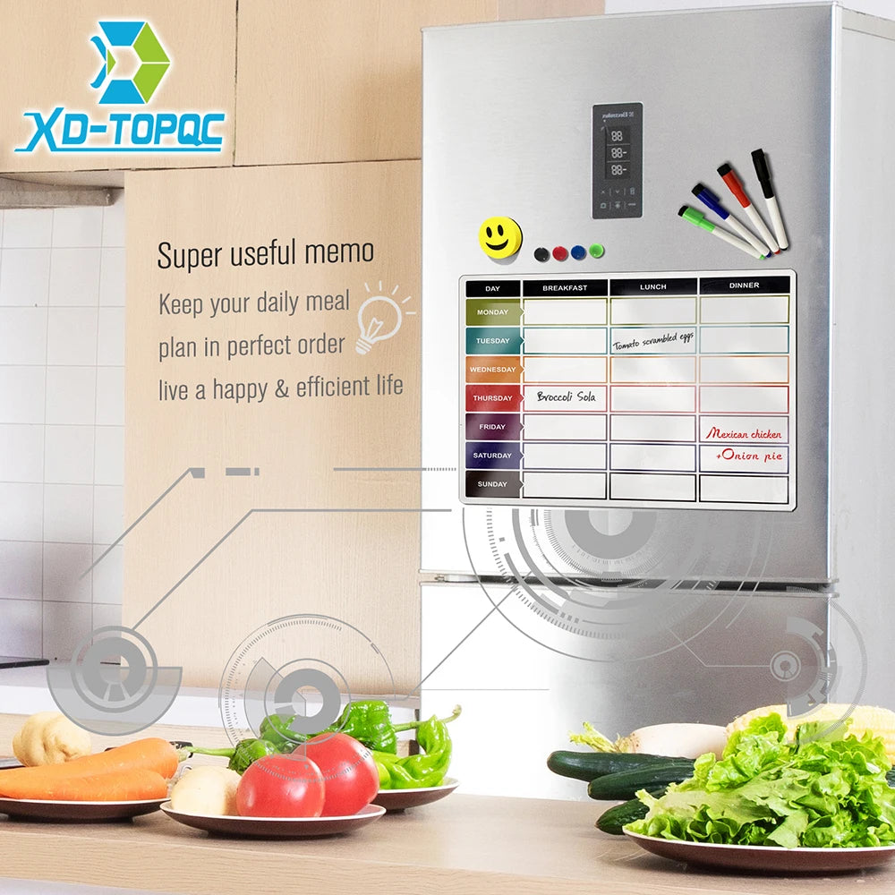 Magnetic Meal Planner Dry Wipe Magnet for Fridge Organizer