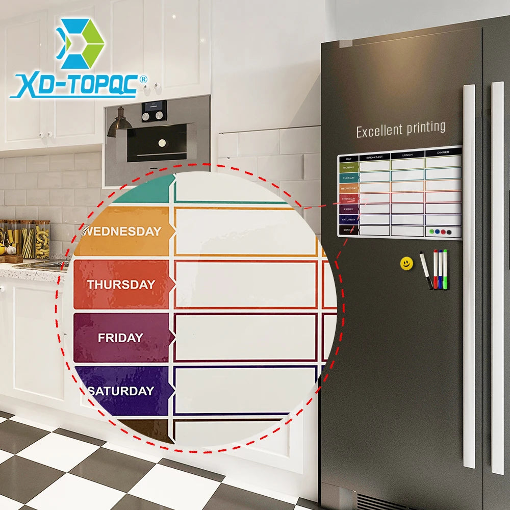 Magnetic Meal Planner Dry Wipe Magnet for Fridge Organizer