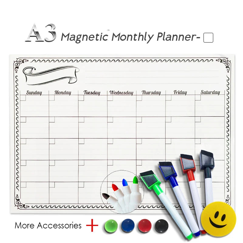 Magnetic Weekly and Monthly Planner Whiteboard for Office
