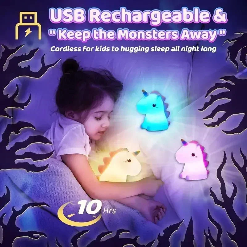 Soft Light Unicorn Silicone Lamp – Eye Protection Toddler Bedside Light