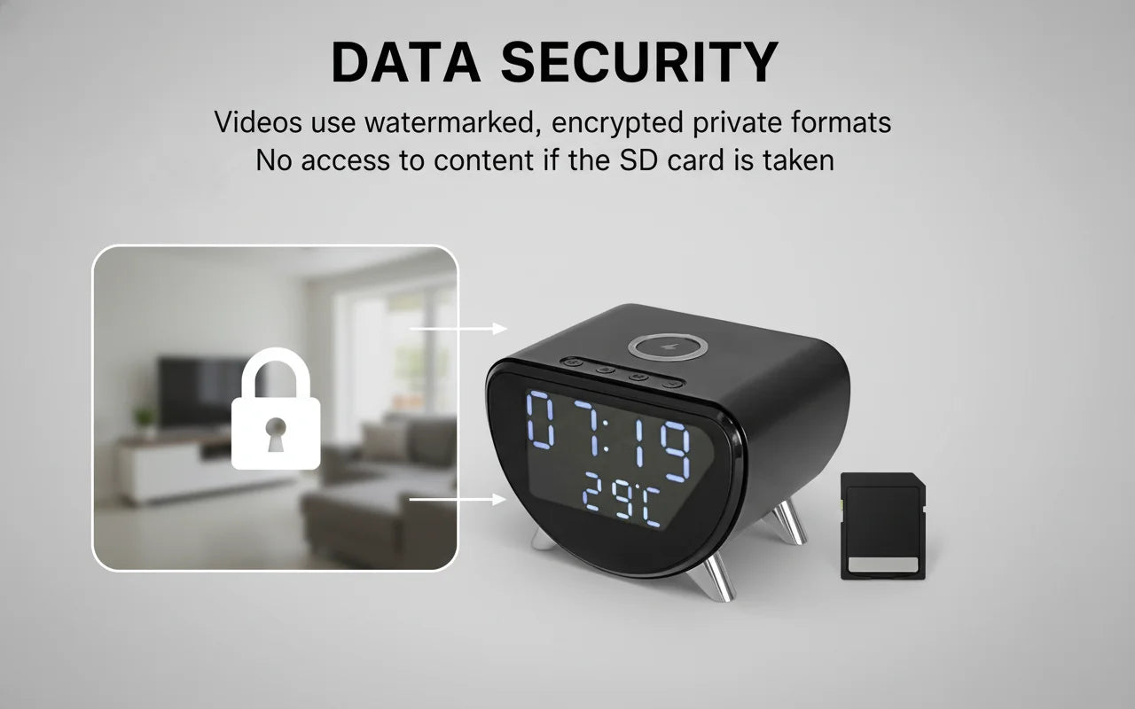 4K UHD WiFi Clock Camera With Motion Detection And Qi Wireless Charging