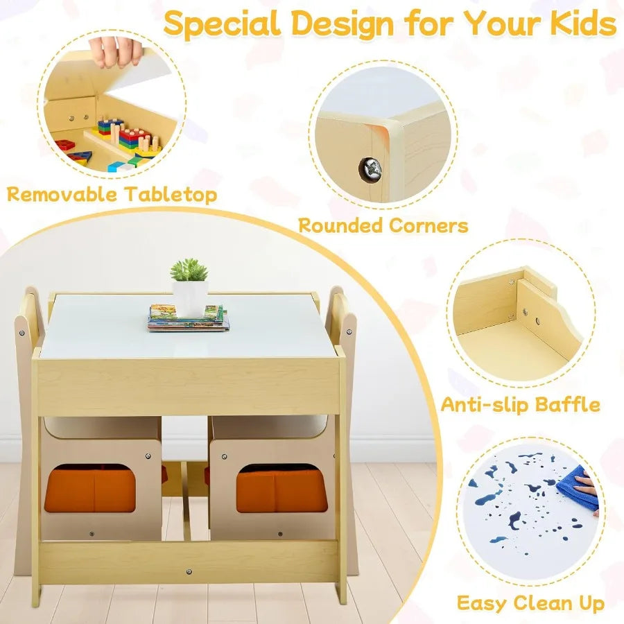 Zhuxiang 3 In 1 Wooden Activity Table And Chair Set