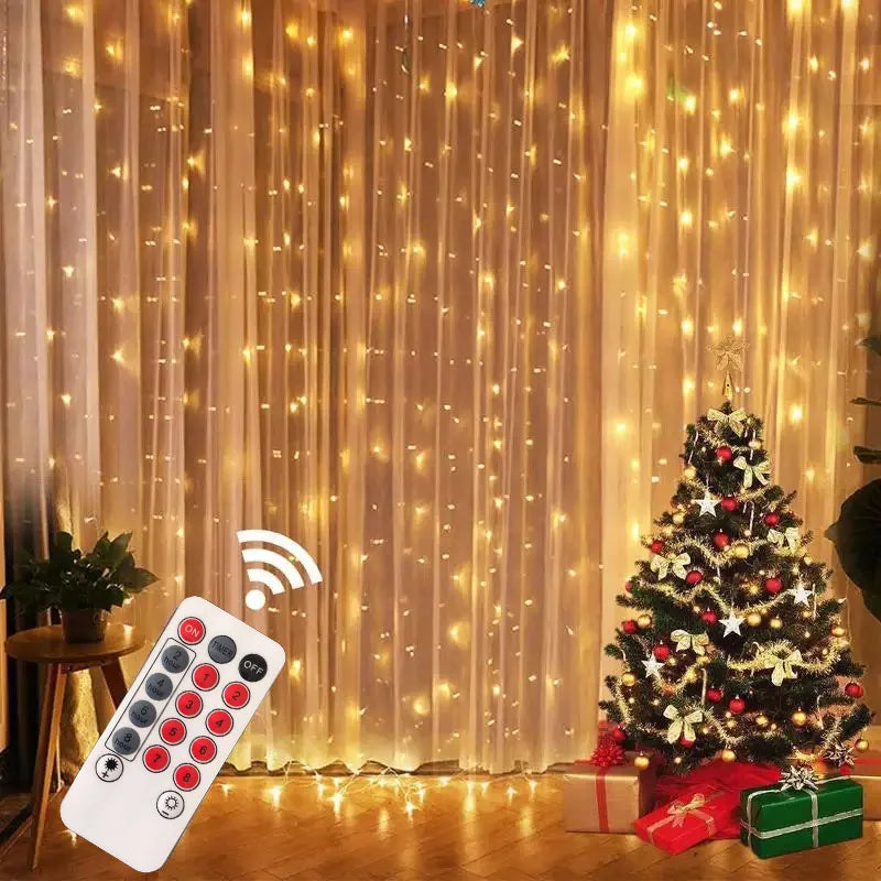Curtain Light for Party/Wedding/Festival/Christmas,Window Blinking String Light for Bedroom/Living Room,USB Plug with 8 Modes
