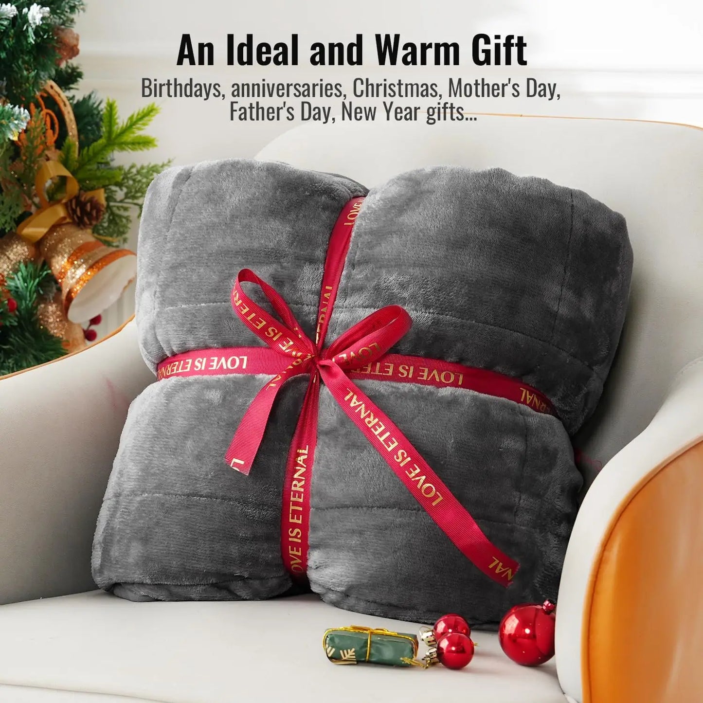 Queen Size Weighted Blanket 15lbs 60x80 Inches, Soft Plush Fleece and Cozy Sherpa for Sleep and Calming, Grey