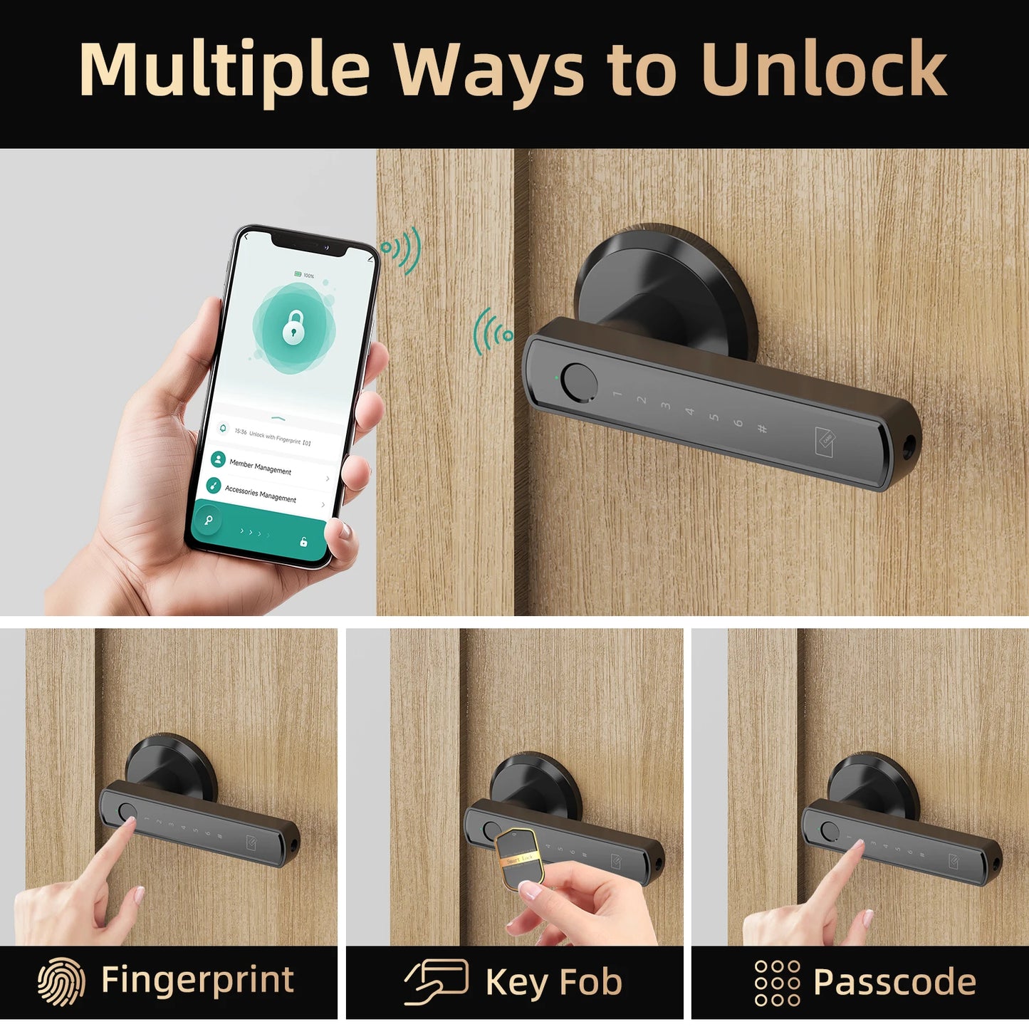 Viladepot Bluetooth Fingerprint Door Lock With App Control And Keypad