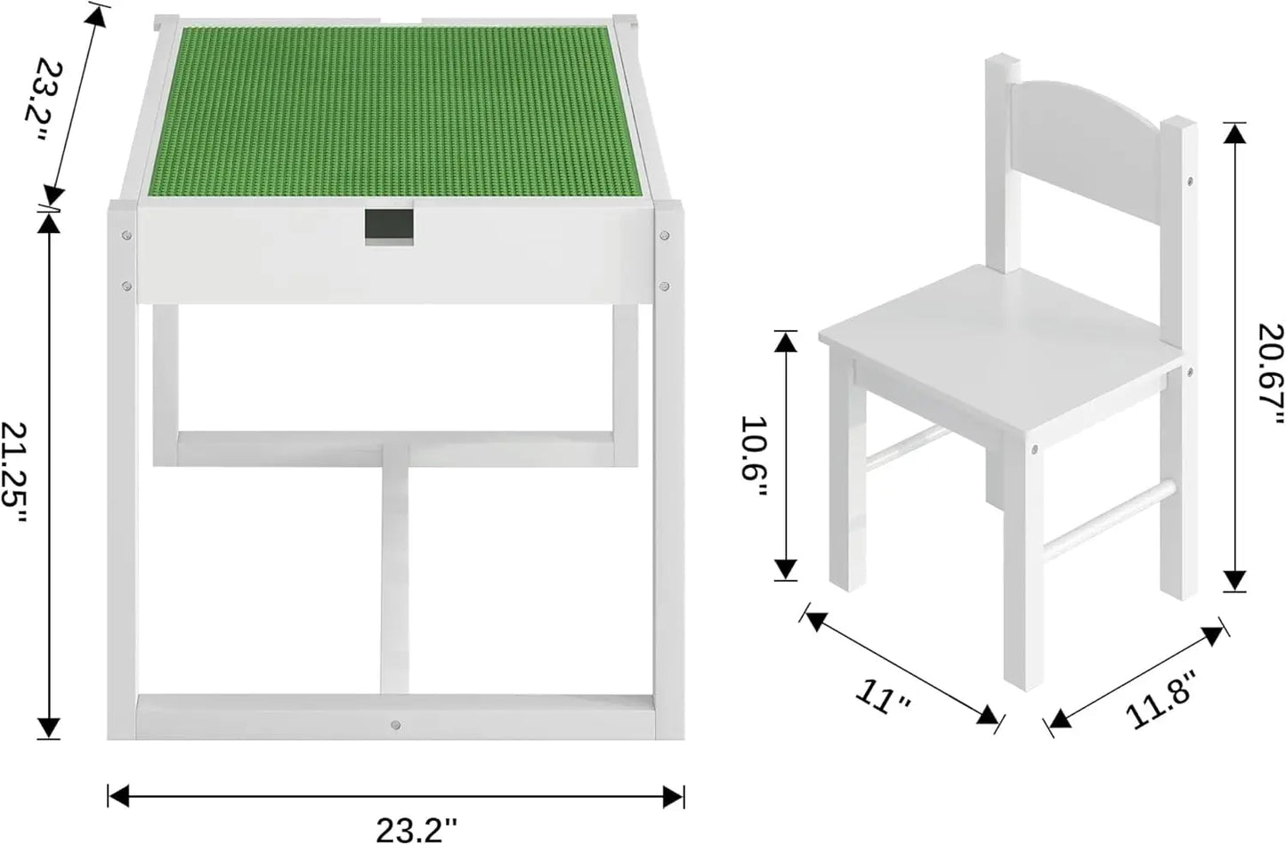 Wooden Three in One Kids Activity Table Set with Storage