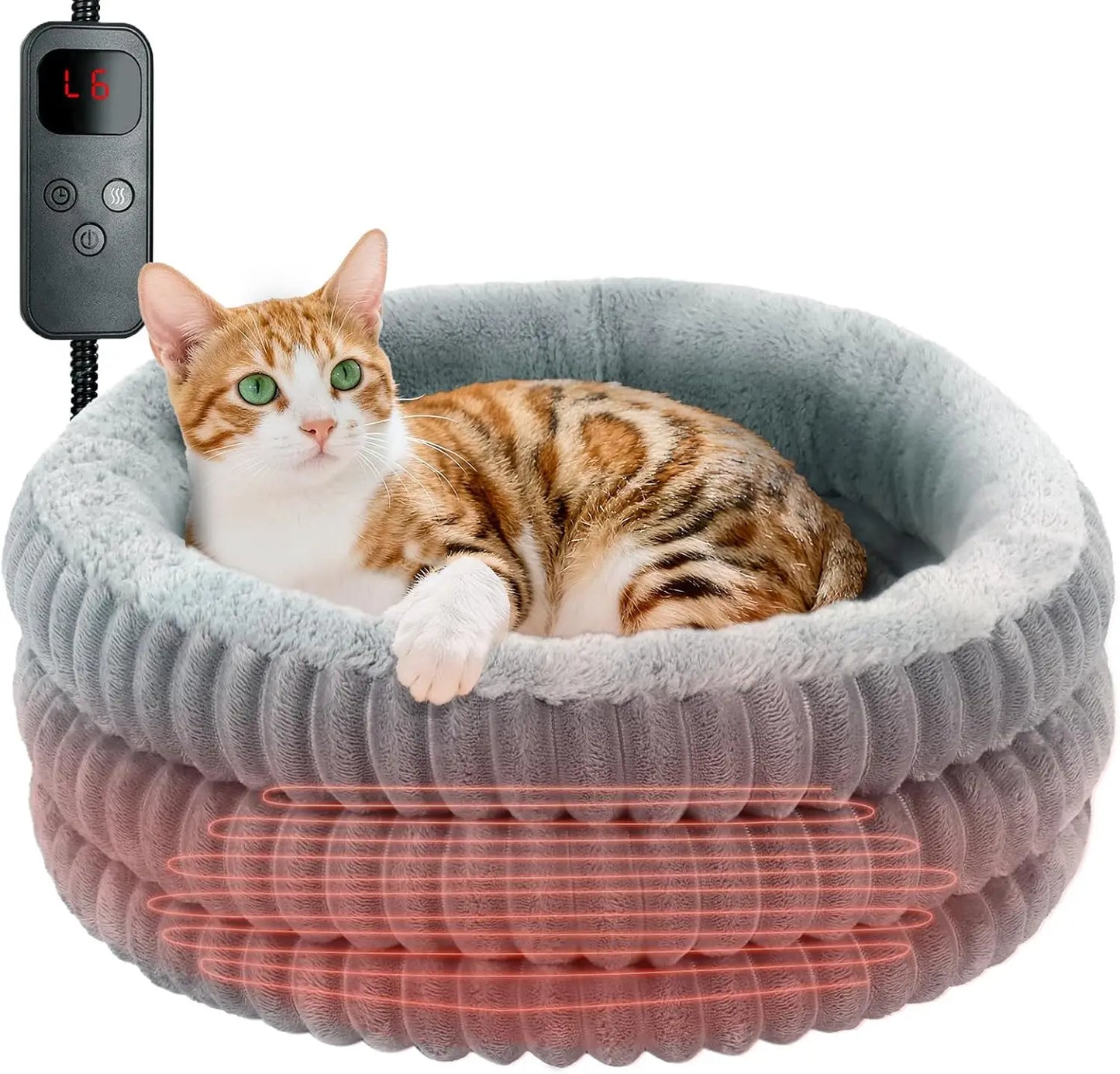 XMSJ Heated Cat Bed Indoor Donut for Cats and Small Dogs
