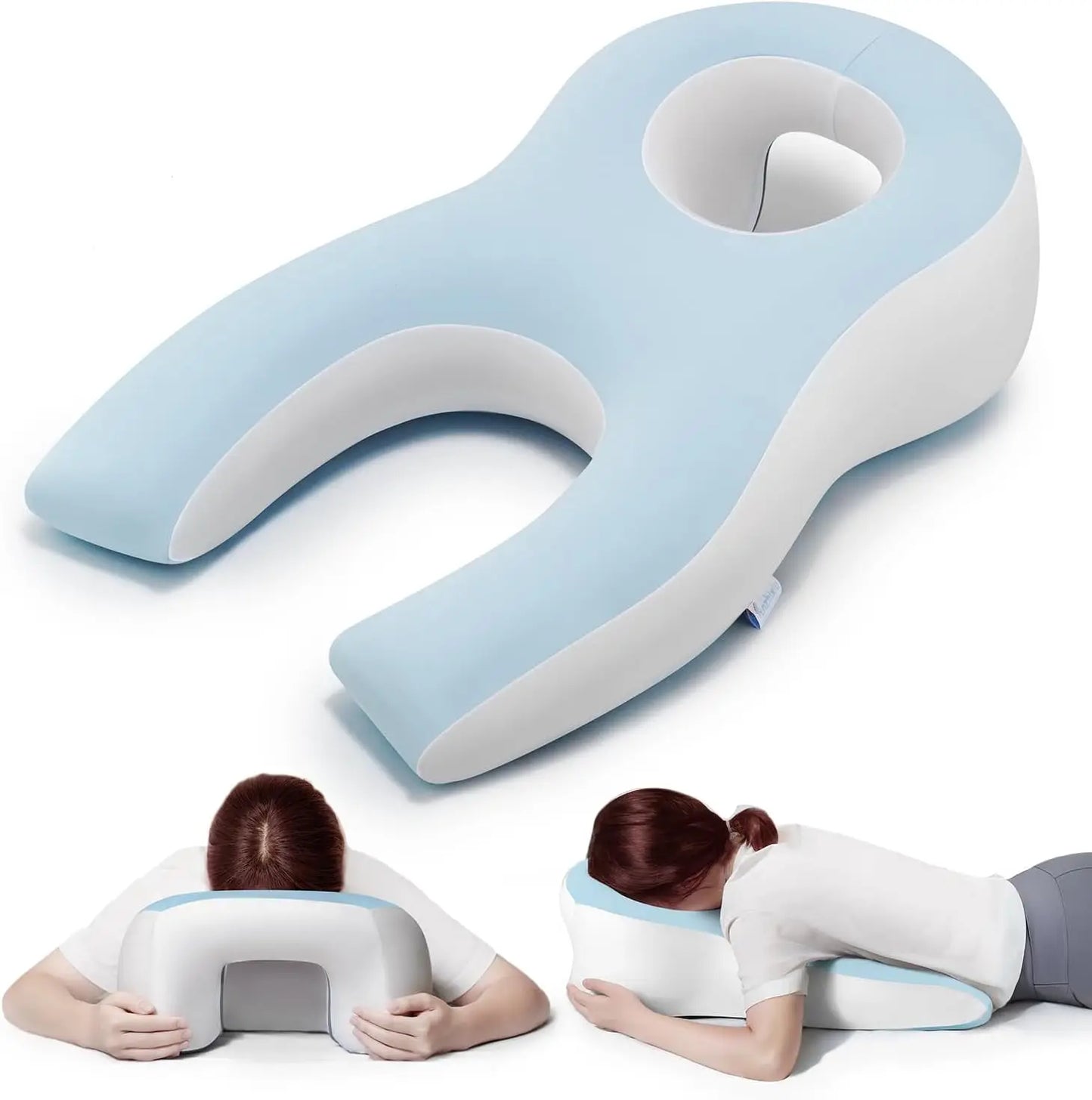 Memory Foam Face Down Pillow After Eye Surgery- Whole BBL Pillow Face Down for Stomach Sleep, Massage-Blue