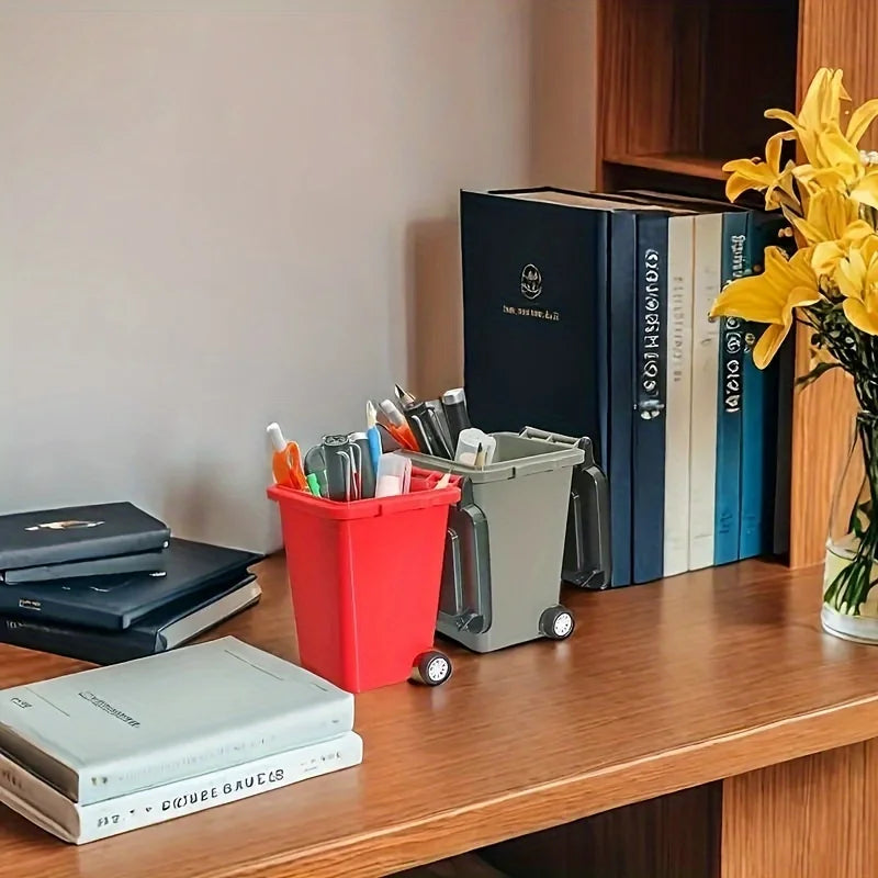 Portable Mini Desktop Trash Bin Pen Holder