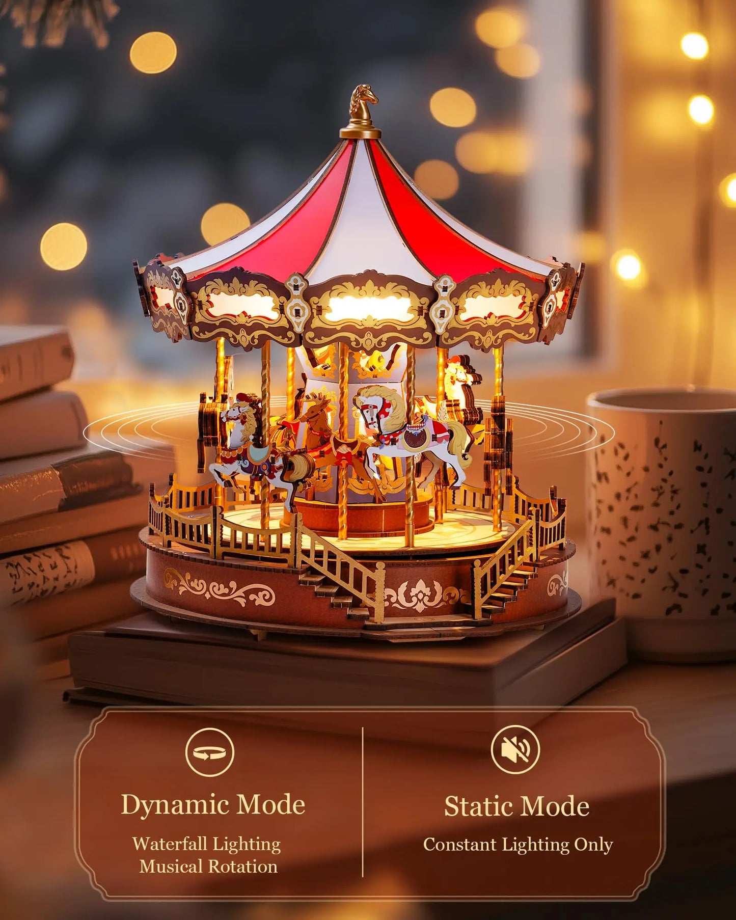 Robotime Rolife Classic Carousel Music Box Puzzle With Lights