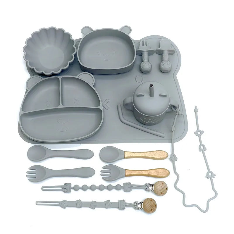 Silicone Meal Plate With Compartments And Suction Cups