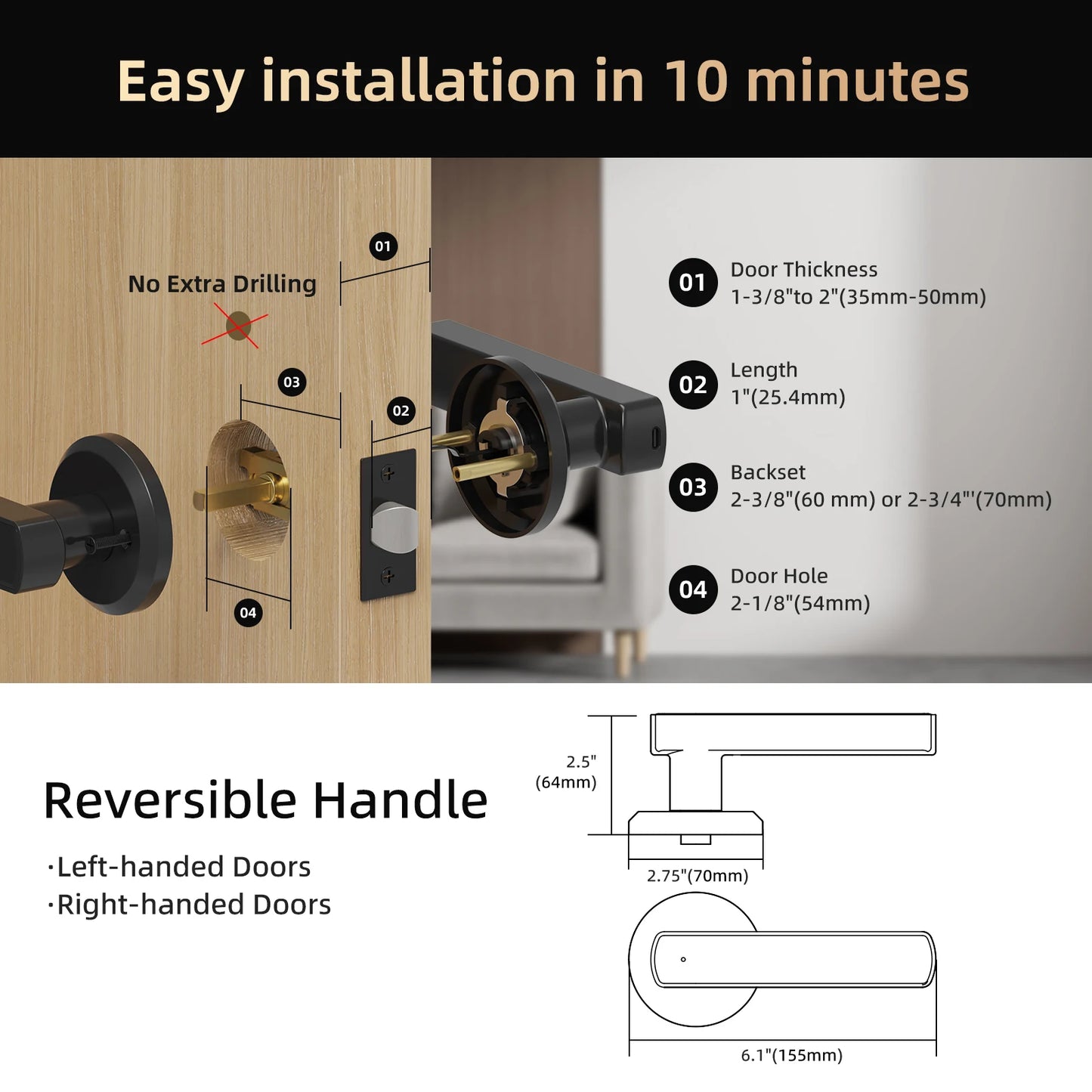 Viladepot Bluetooth Fingerprint Door Lock With App Control And Keypad