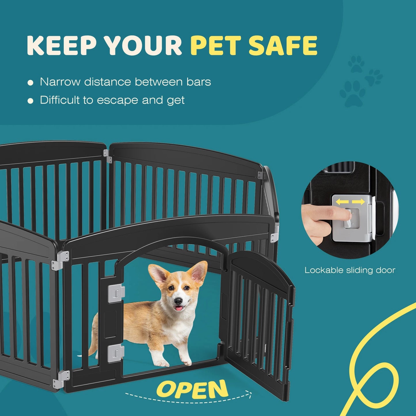 Dog Playpen 6 Panel 24IN Expandable Durable Pet Fence for Medium Dogs Indoor Outdoor Folding Portable Puppy Playpen