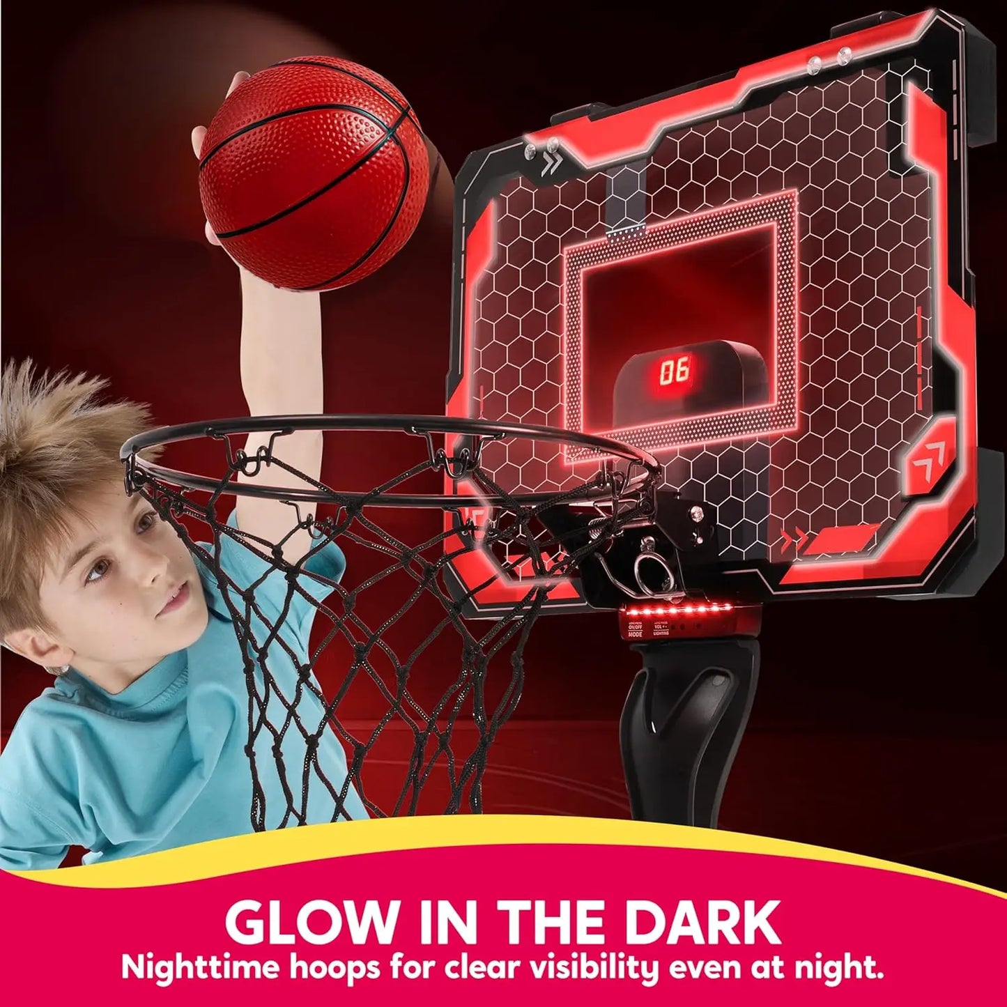 Joyfy Mini Indoor Basketball Hoop Over Door For Kids Scoreboard