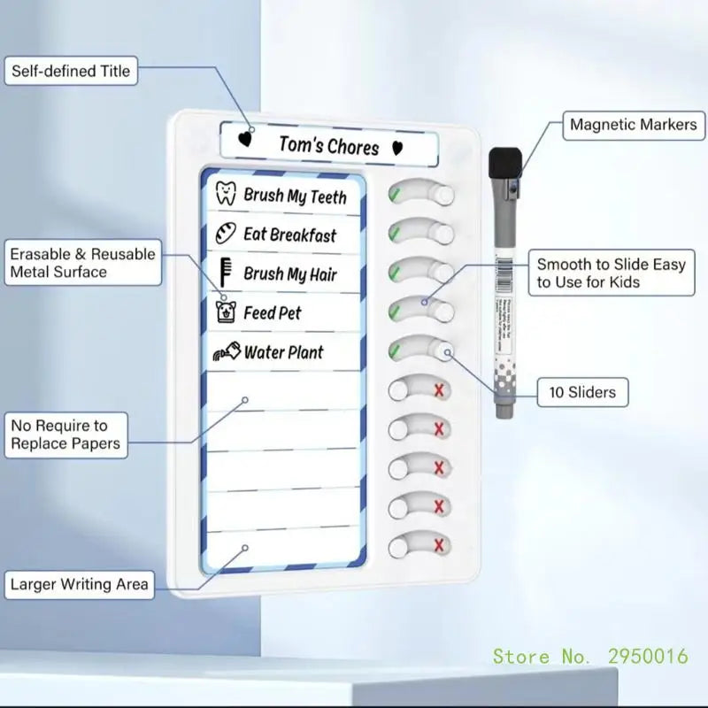 ADHD Erasable Sliding Chore Chart To Do List Routine Planner